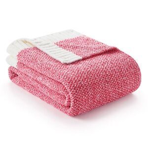 Soft Knit Throw Blanket Cozy Reversible Bedding Blankets Snuggle Sac,Pink(T